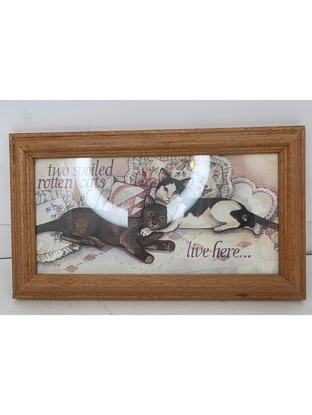 Vintage Figi Graphics Wall Art Print "Two poiled Rotten Cats Live Here" 12" x 7"